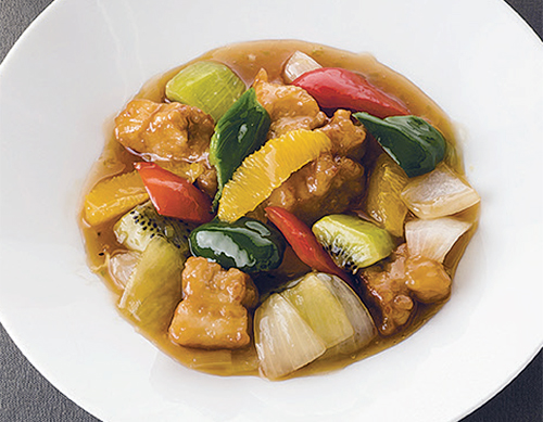 甘酸っぱい弥生紅（伊予柑）の酢豚