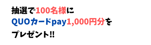 抽選で100名様にQUOカードpay1000円分をプレゼント