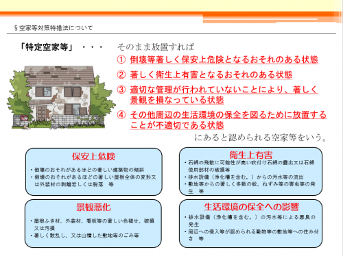 空家等対策の推進に関する特別措置法（特定空家等）