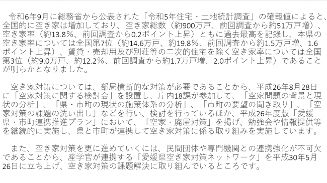 愛媛県の空家対策の状況