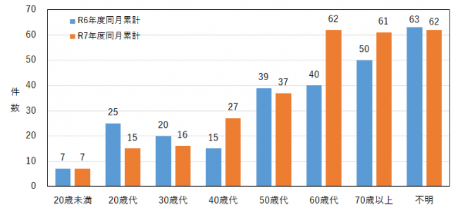 年代別の相談件数を示したグラフ