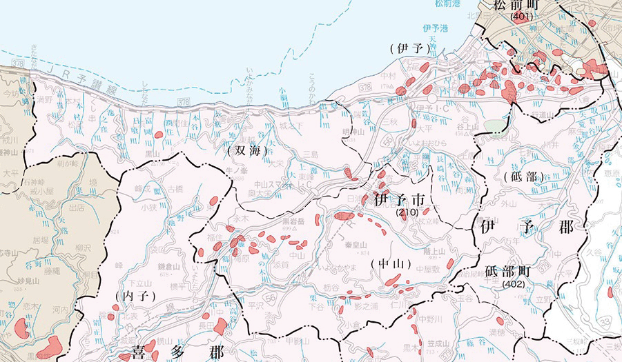 伊予市の地籍調査実施状況図