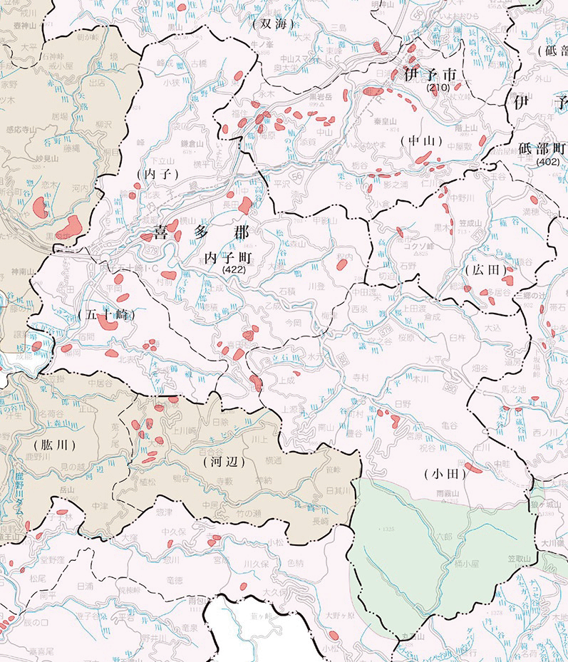 内子町の地籍調査実施状況図