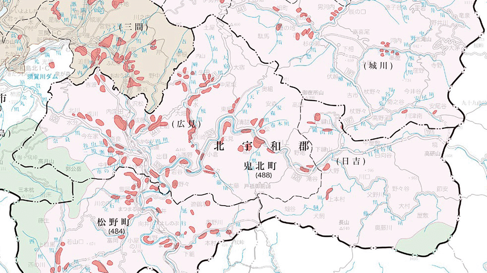 鬼北町の地籍調査実施状況図
