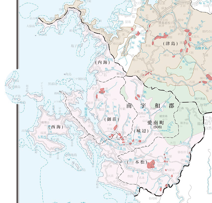 愛南町の地籍調査実施状況図