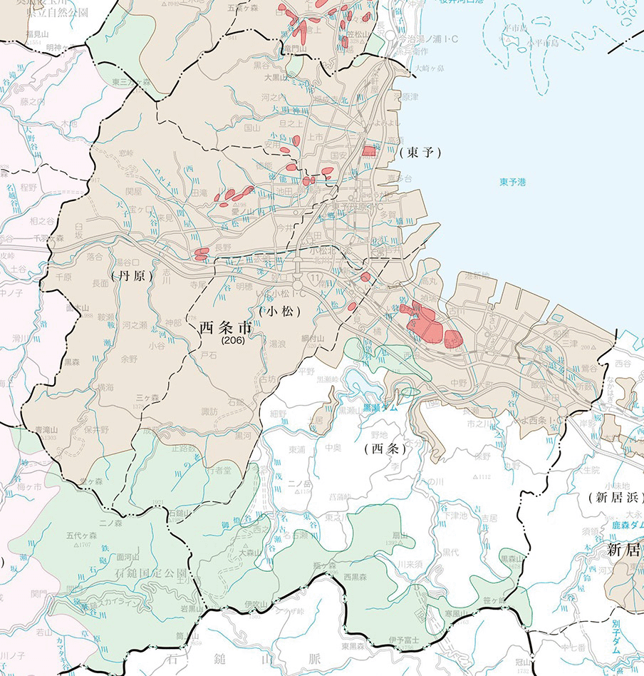 西条市の地籍調査実施状況図