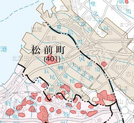 松前町の地籍調査実施状況図
