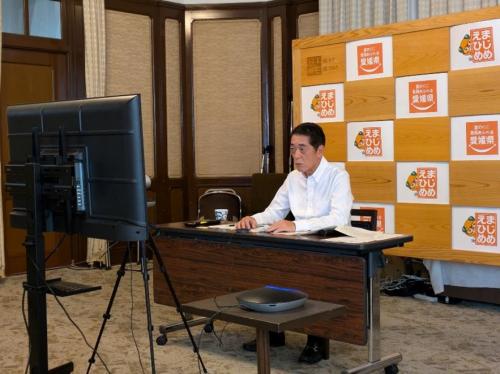 10月10日（金曜日）全国知事会「地方創生・日本創造本部」ウェブ会議（県庁）