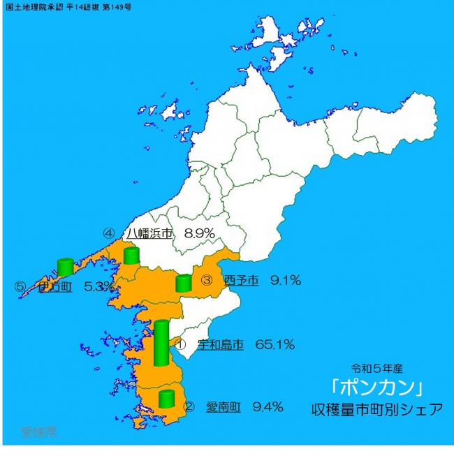 愛媛県における市町別かんきつ類の収穫状況の画像(ポンカン)