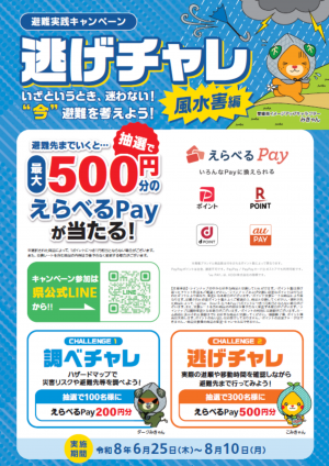 避難実践キャンペーン逃げチャレ(風水害編)チラシ