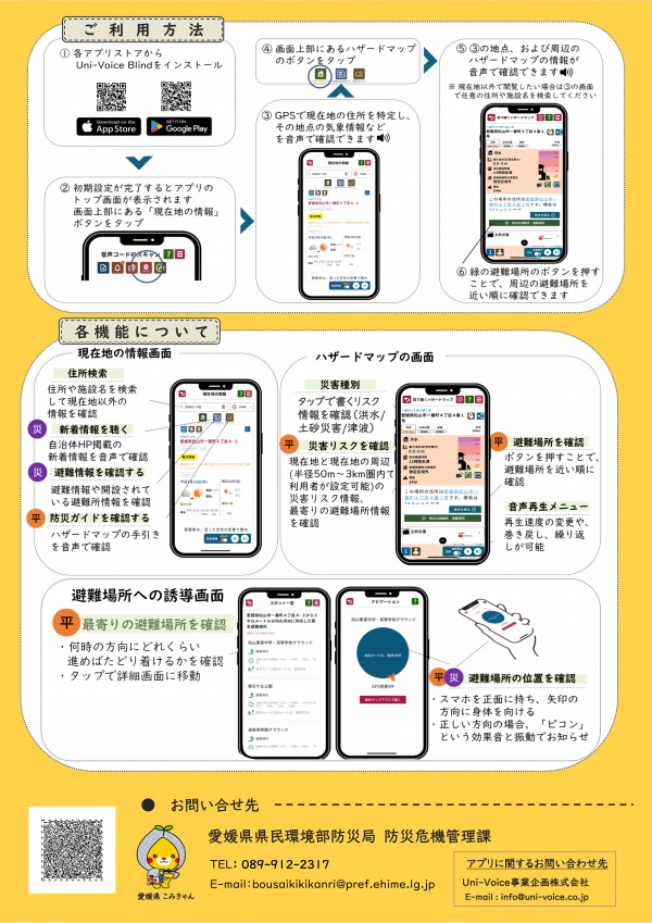 耳で聴くハザードマップチラシ（ウラ面）