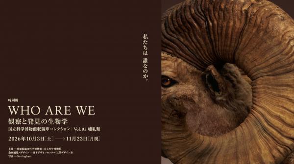 特別展「WHO ARE WE 観察と発見の生物学 国立科学博物館収蔵庫コレクション | Vol.01 哺乳類」チラシ